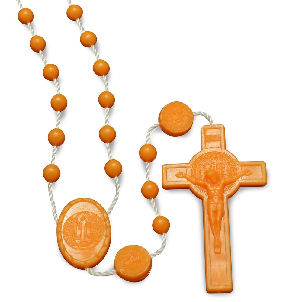 Orange Plastic Beads Rosary