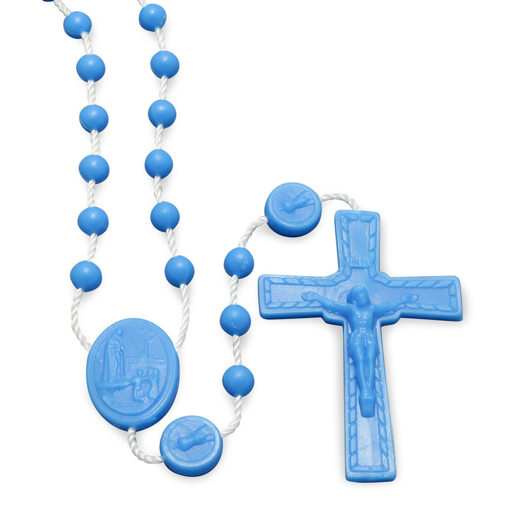Fatima Anniversary Rosary with Blue Plastic Beads