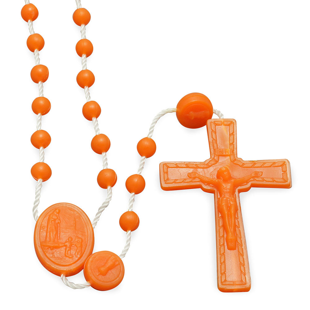 Fatima Anniversary Rosary with Orange Plastic Beads