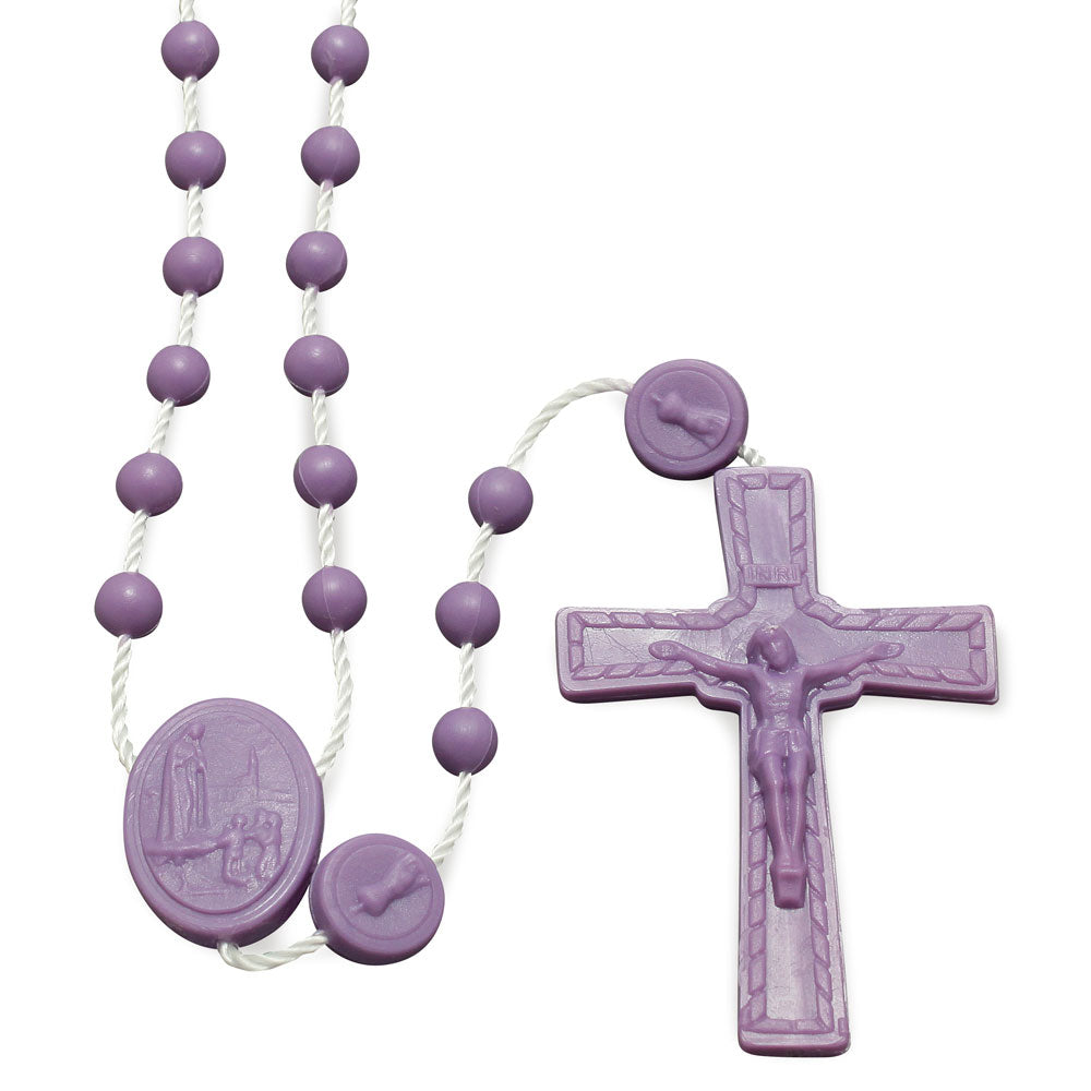 Fatima Anniversary Rosary with Purple Plastic Beads