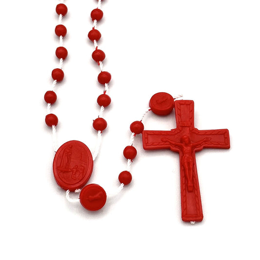 Fatima Anniversary Rosary with Red Plastic Beads