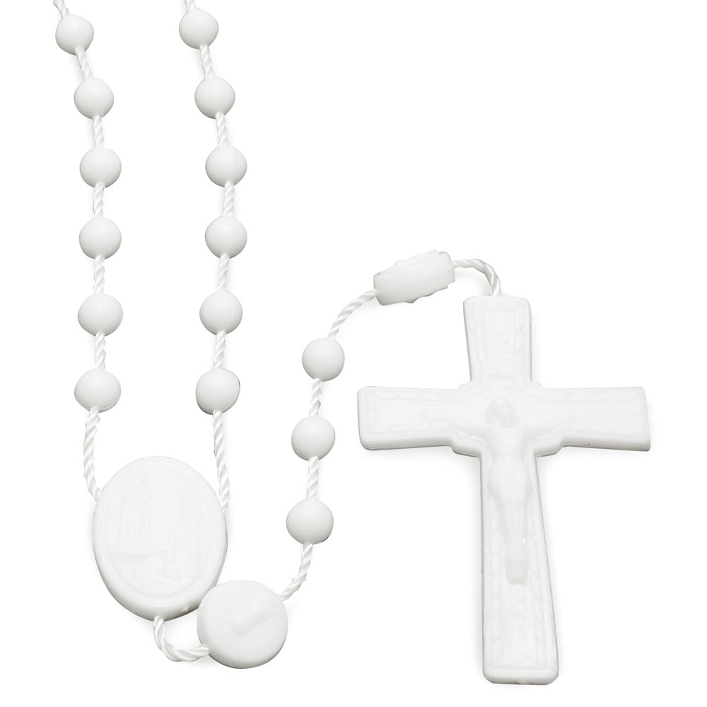 Fatima Anniversary Rosary with White Plastic Beads