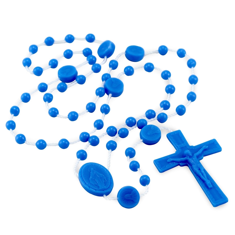Blue Plastic Beads Rosary