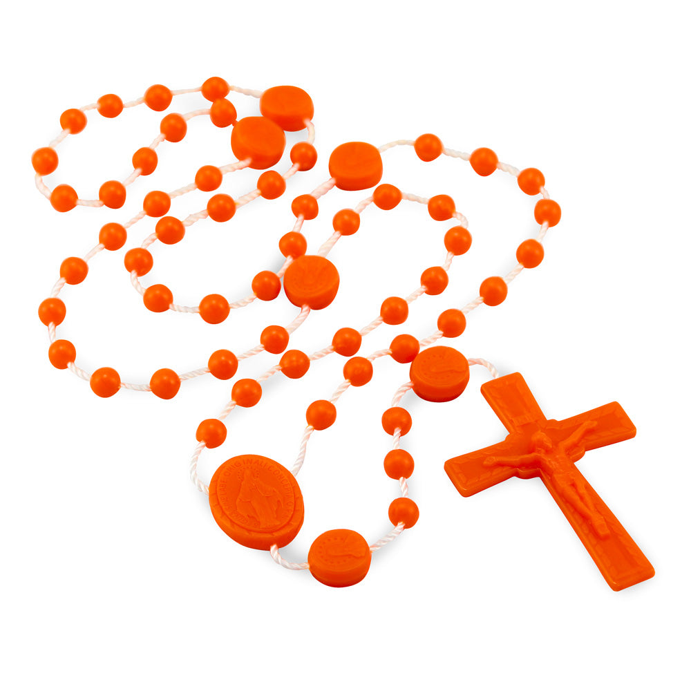 Rosary Plastic Orange Beads Miraculous Medal Bulk 100 Pack – Rosary Mart