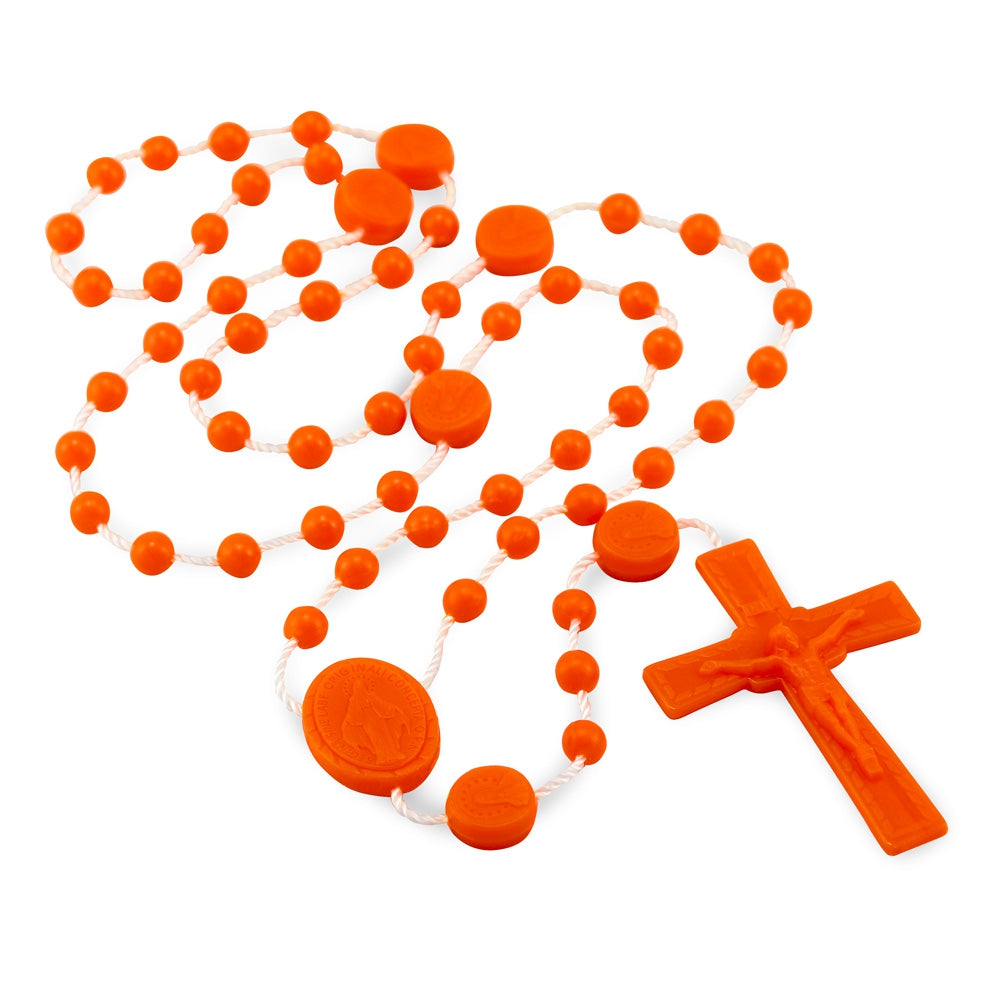 Orange Plastic Beads Rosary