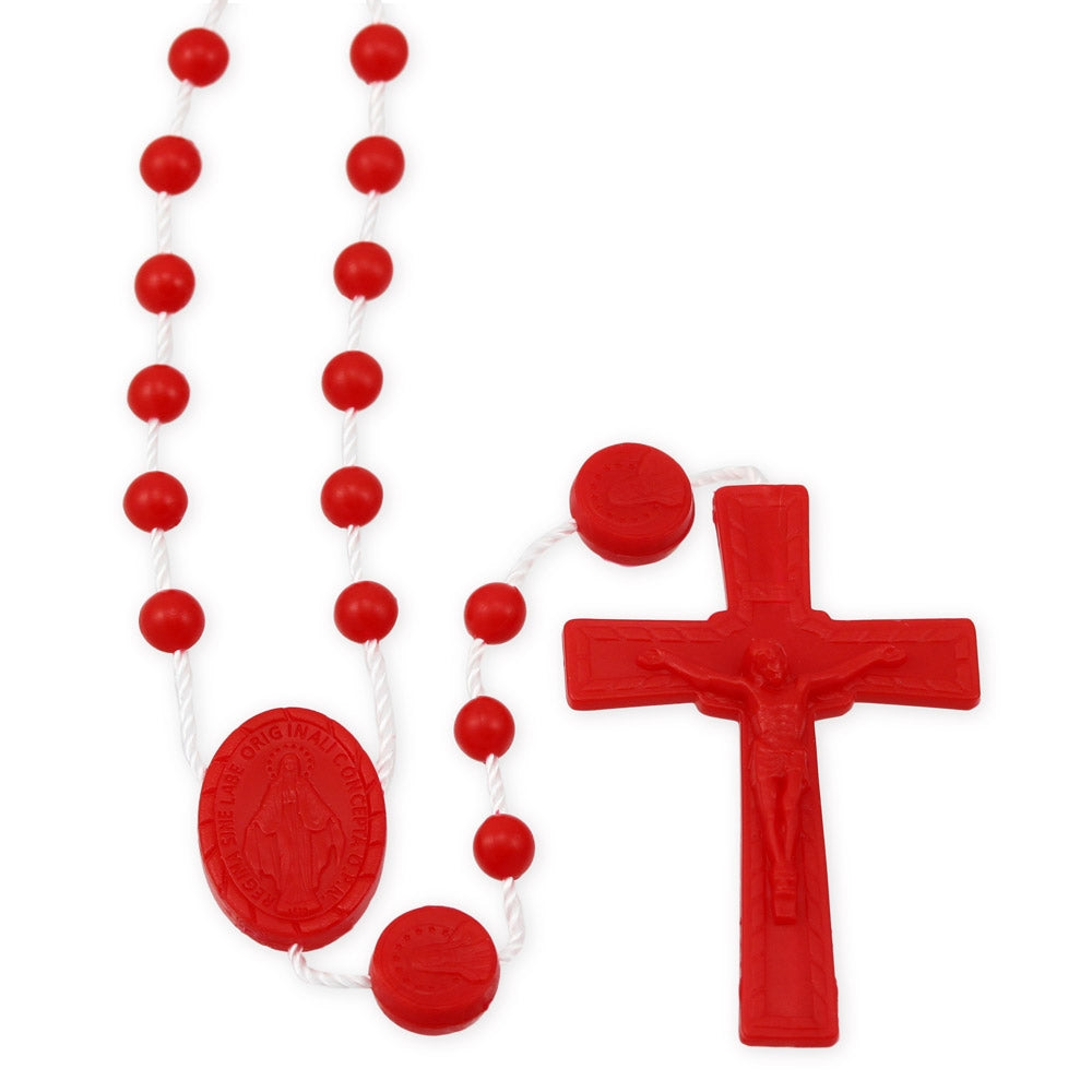 Red Plastic Beads Rosary