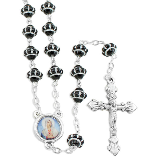 Black Glass Medieval Beads Rosary