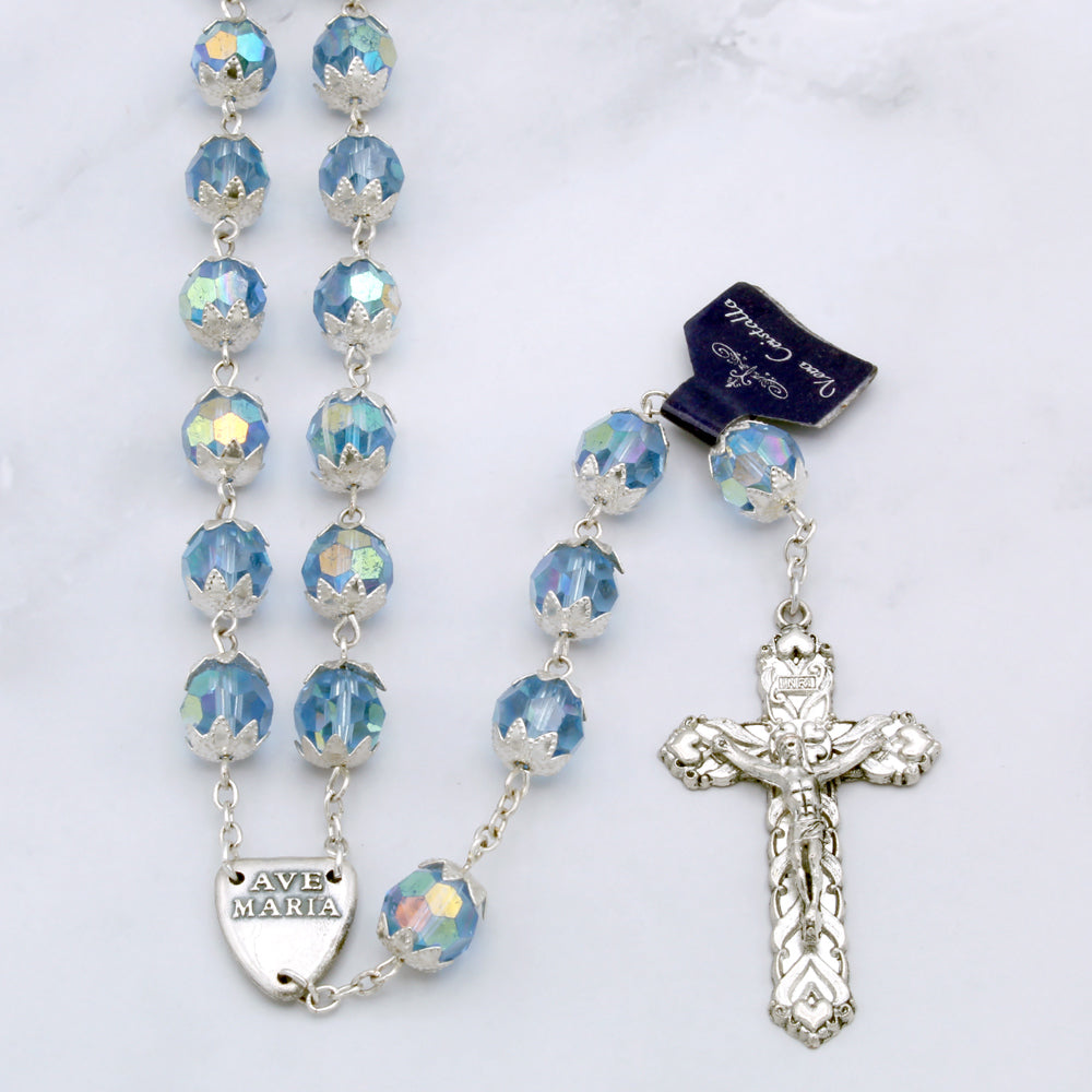 Blue Crystal Ave Maria Rosary