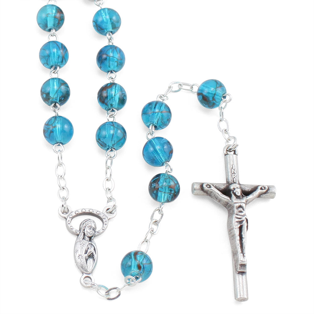 Blue Glass Beads Rosary