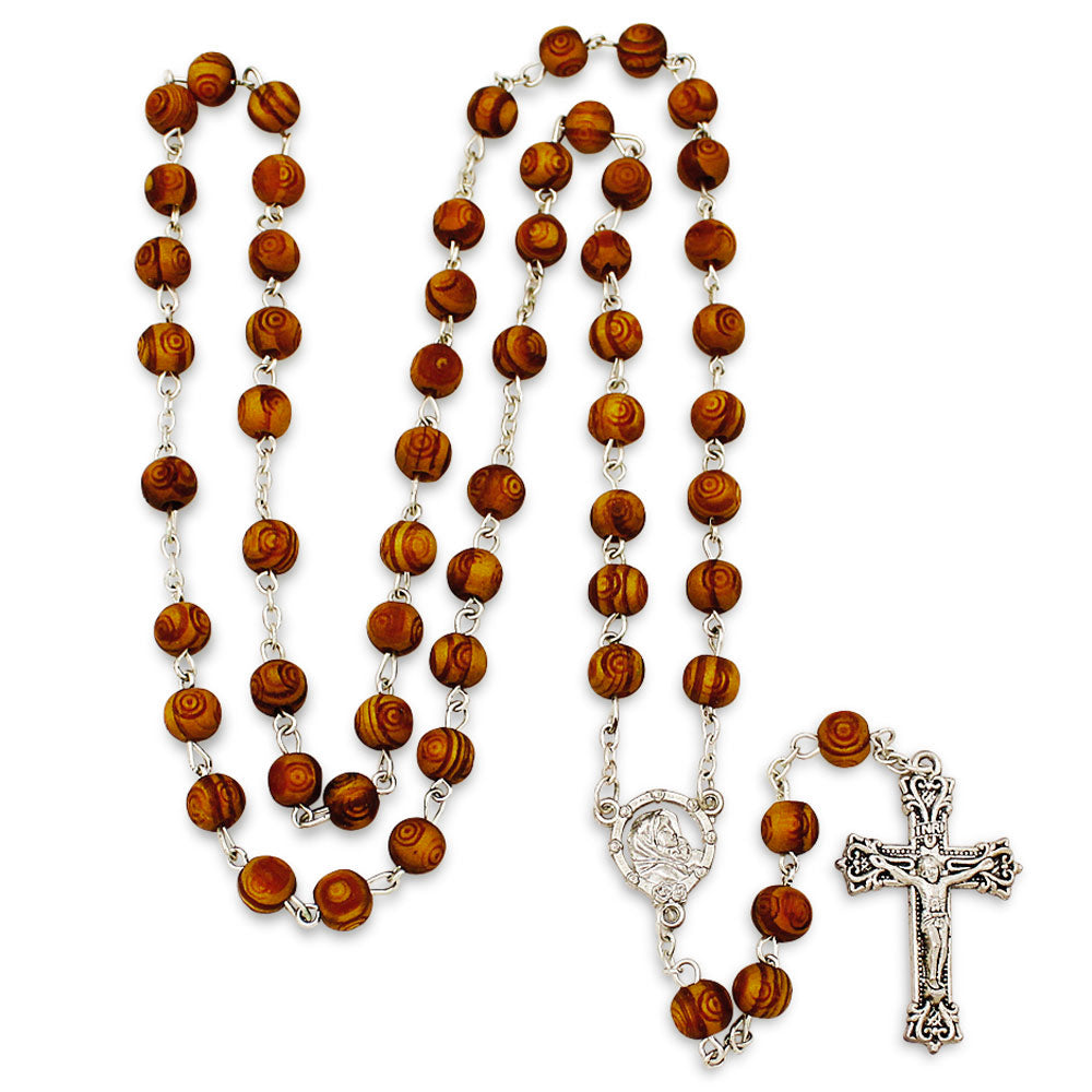 STreet madonna carved beads rosary