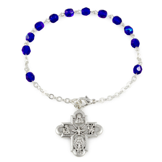 Rosary Bracelet Blue Crystal beads