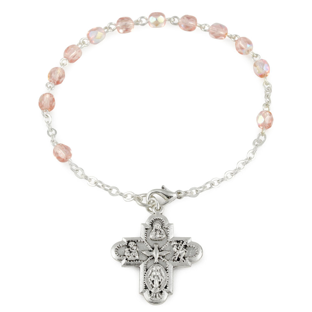 Rosary Bracelet Pink Crystal beads