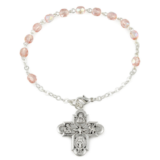 Rosary Bracelet Pink Crystal beads