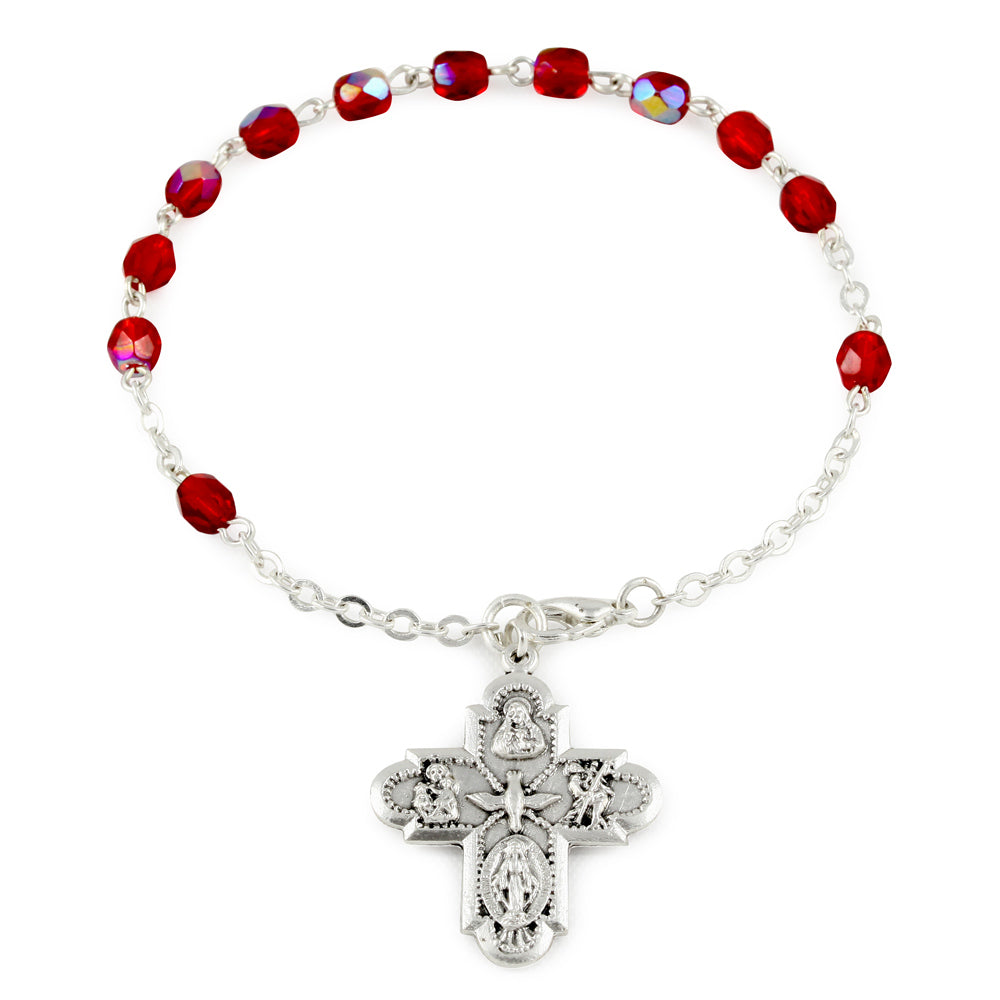 Rosary Bracelet Red Crystal beads