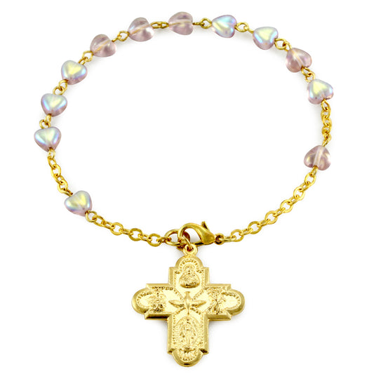 Rosary Bracelet Ametyst Heart Beads