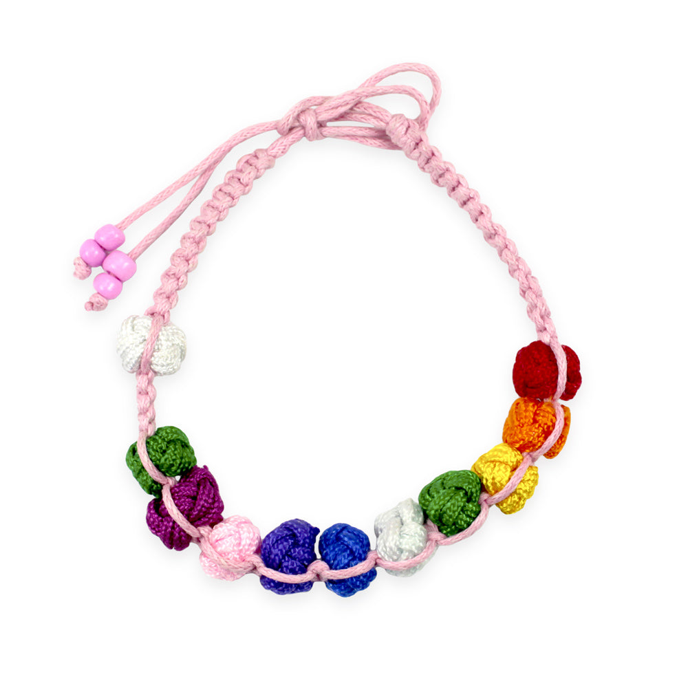 Knotted Multicolored Beads Rosary Bracelet