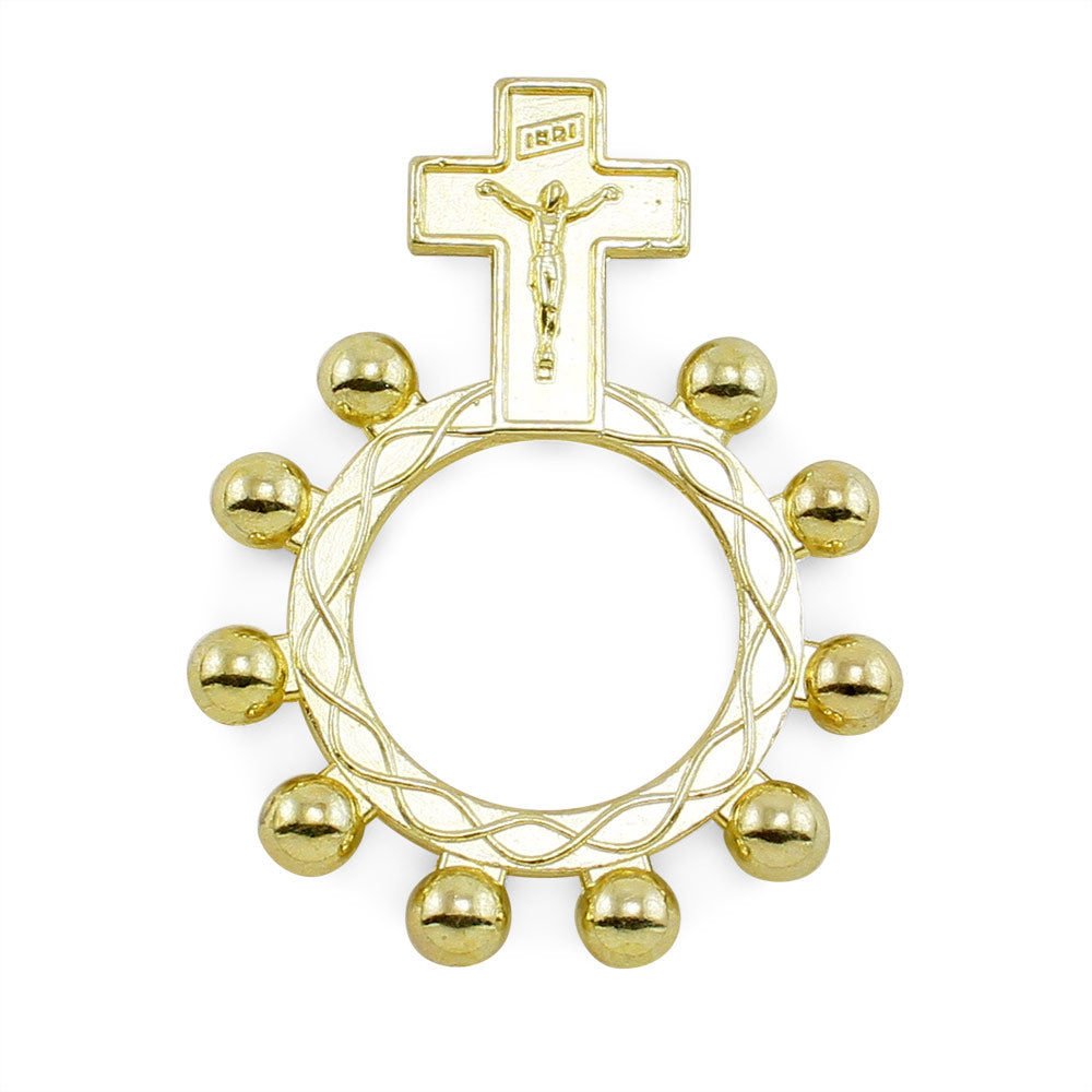 Finger Ring One Decade Rosary Gold Tone
