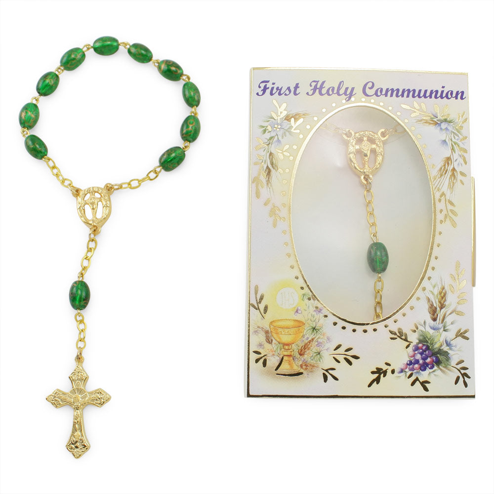 First Holy Communion Green Beads Decade Catholic Rosary