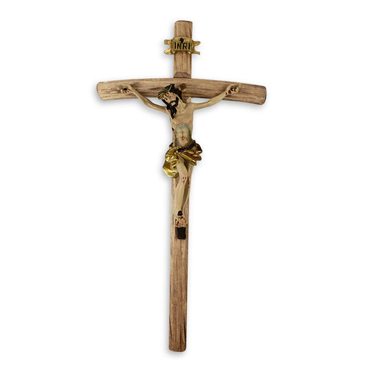 Wooden Wall Crucifix w/ Resin Christ Corpus 10 inch