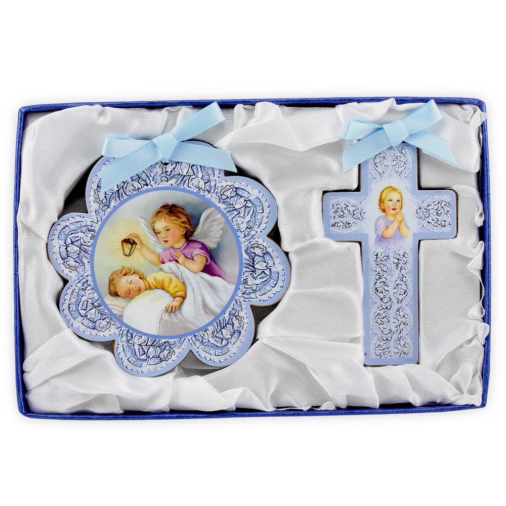 Catholic Baby Gift Set with Cross and Medal