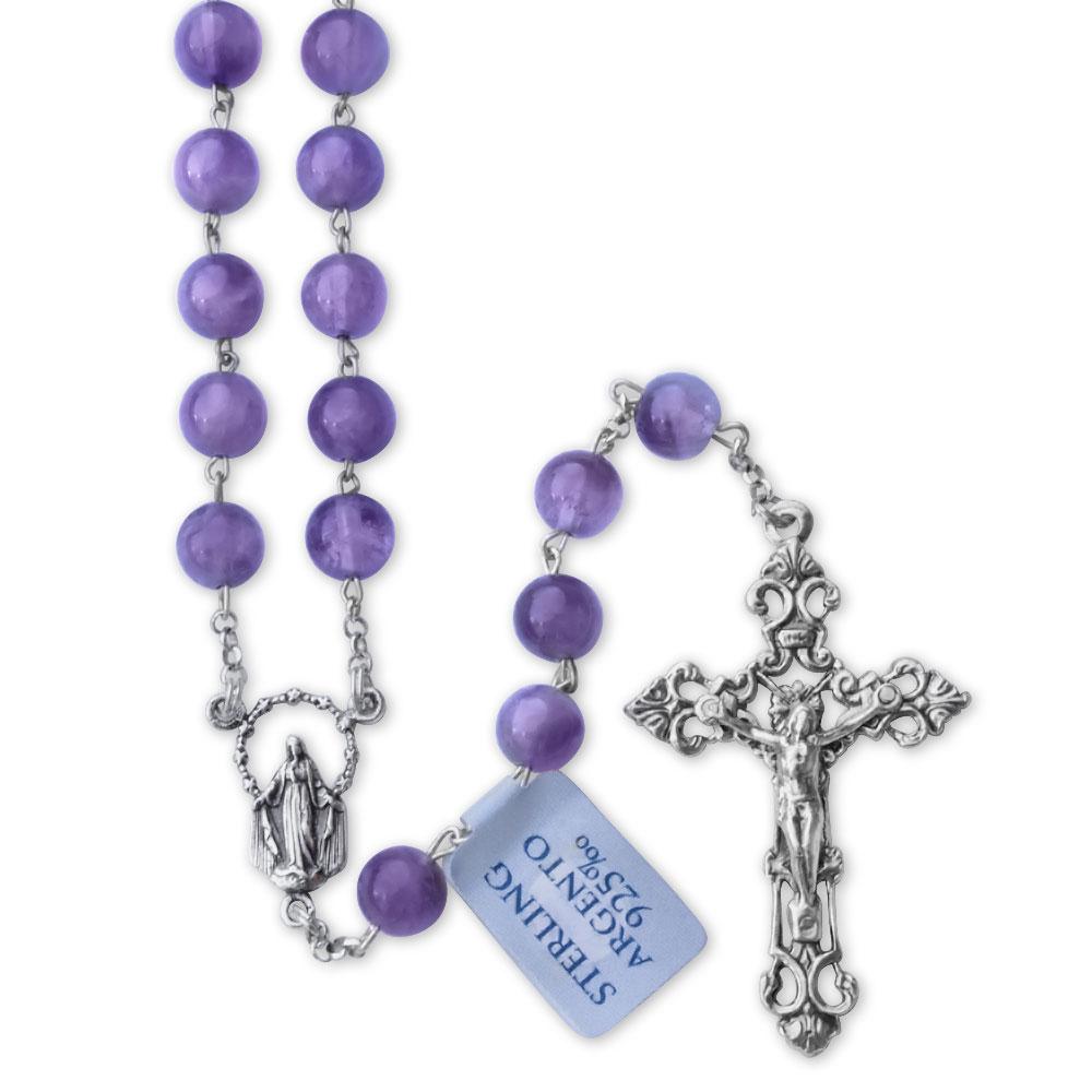Rosary Amethyst Beads Sterling Silver