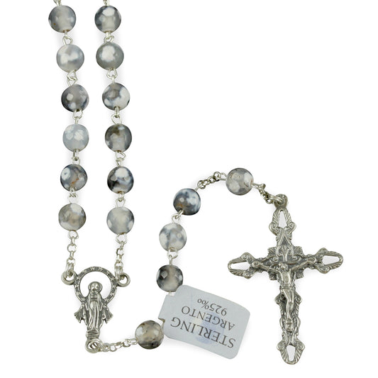 Rosary with White Agate Beads