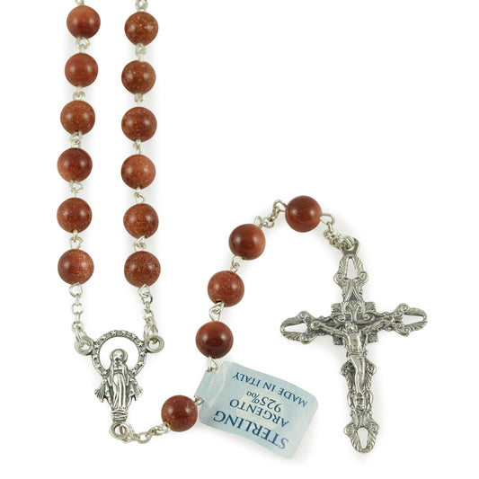 Rosary with Gold Sand Beads