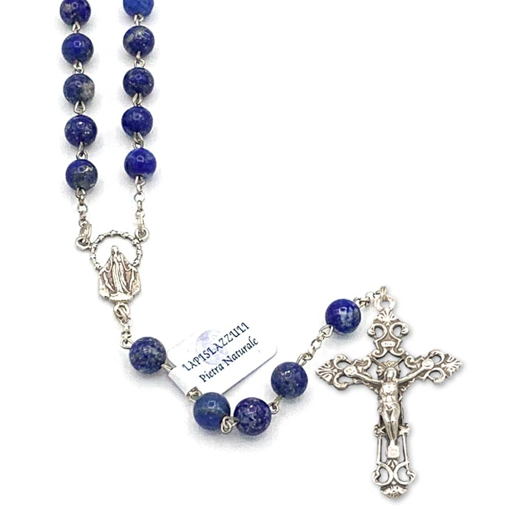 Sterling Silver Rosary Lapis Lazuli Beads
