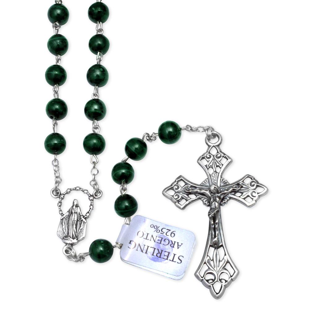 Our Lady of Miracles Green Bead Rosary