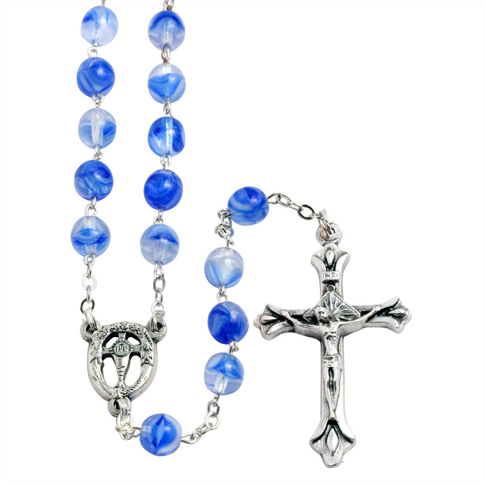 Rosary Blue Multi-Shade Opaque Glass Beads