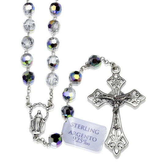Rosary Vi-trail Crystal Beads Sterling Silver