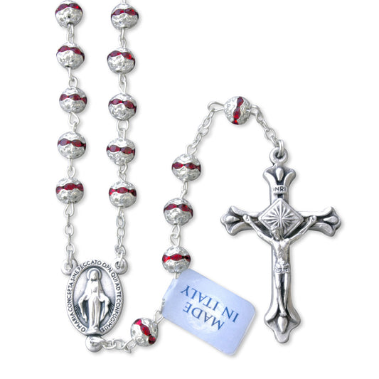 Red Swarovski Crystal Rosary Filigree Rondelle