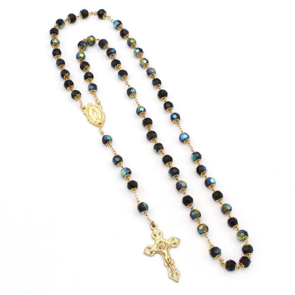 Black Crystal Gold Rosary