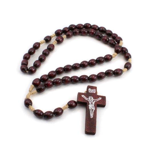 Dark Brown Wooden Beads Rosary with Imprint
