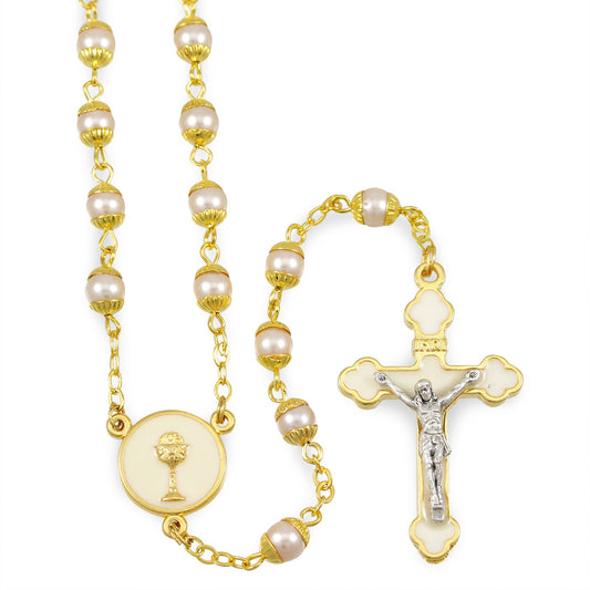  Capped Pearl Beads Catholic Rosary