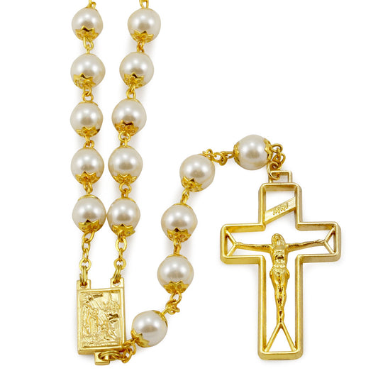 Rosary with Cream Capped Beads 