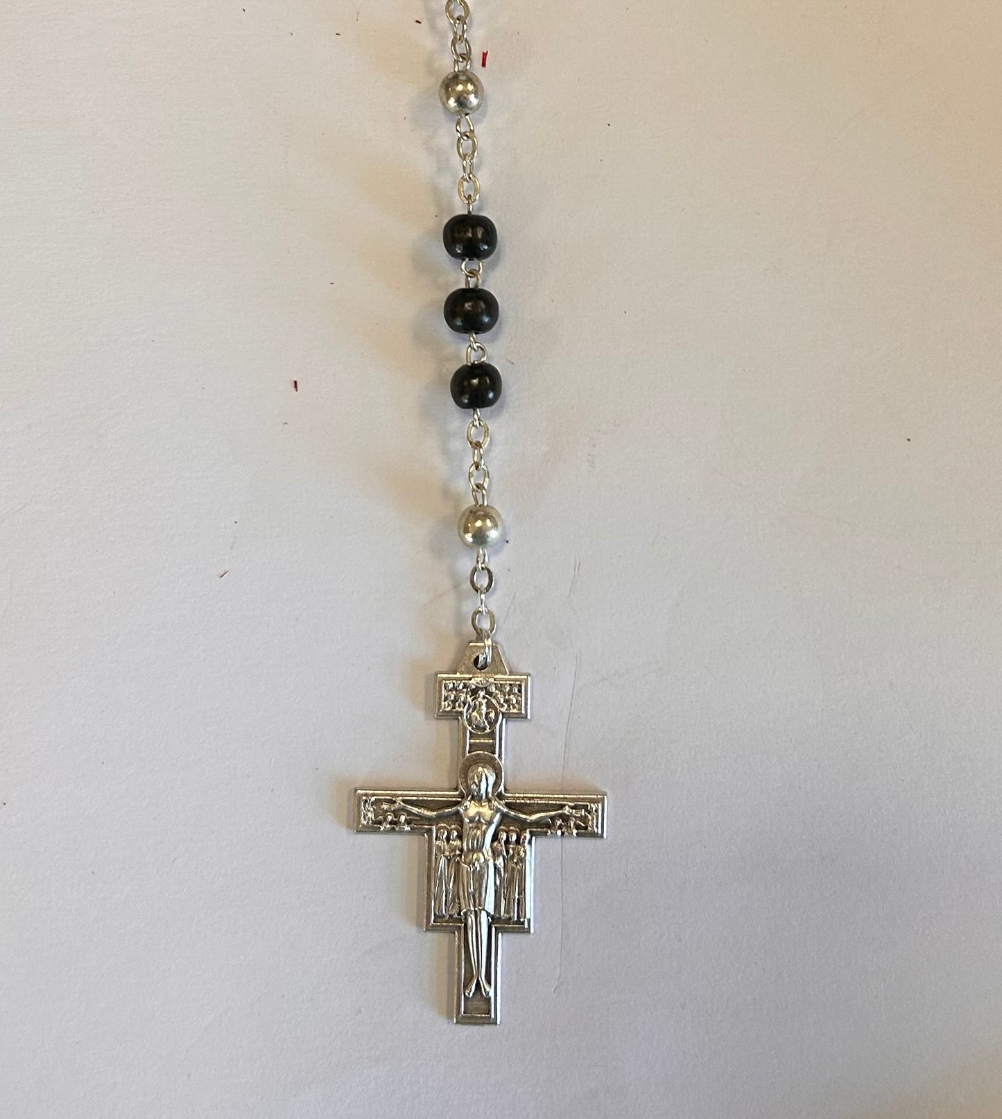 Rosary Wooden Brown, Dark Brown, Black, or Red Beads San Damiano Crucifix