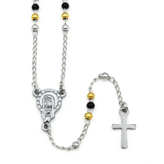 Rosary Necklace Multi-Color Metal Beads