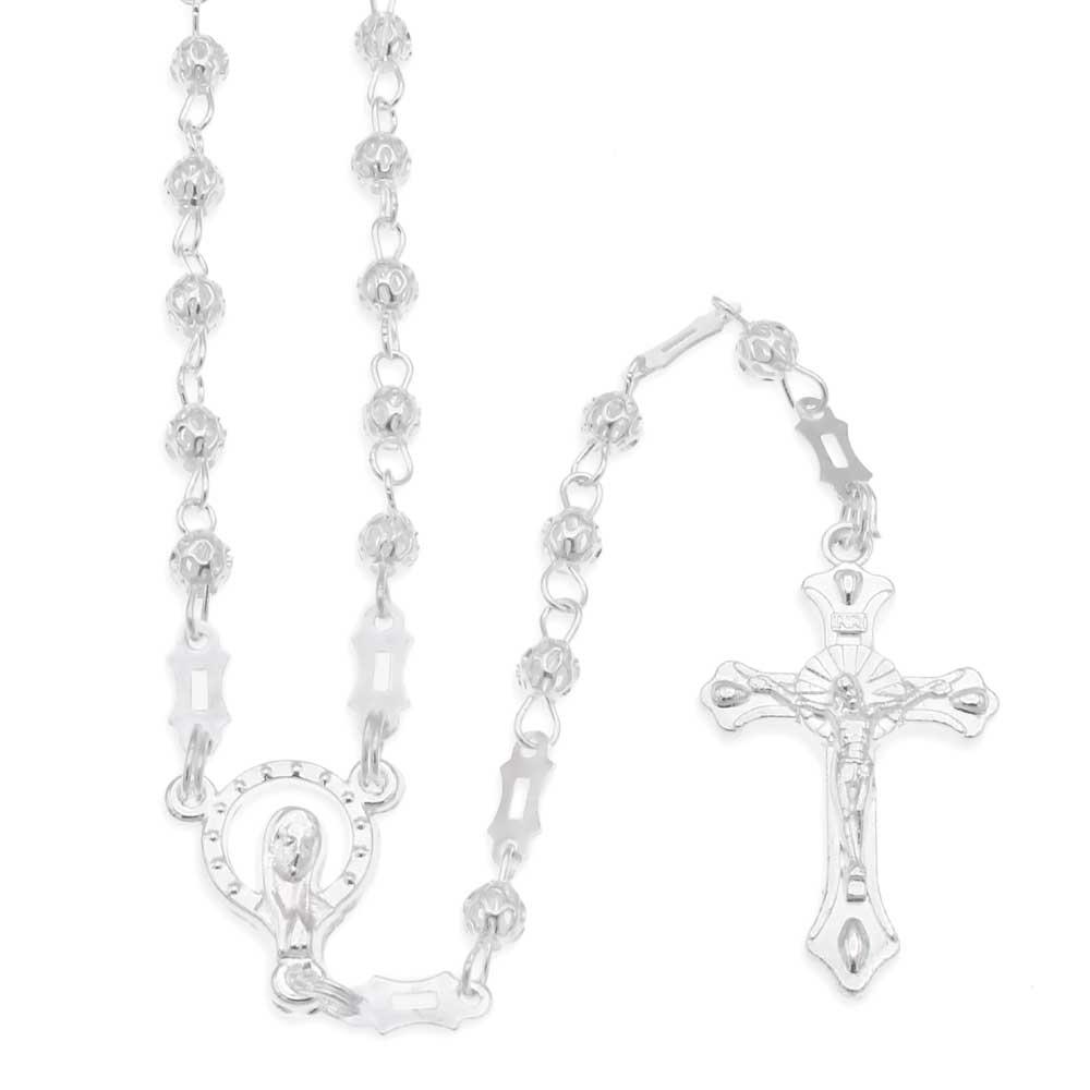 Madonna Silver Bead Rosary