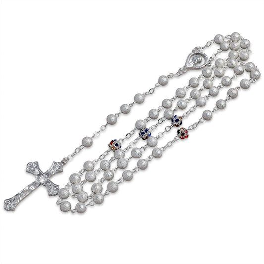 Rosary Silver Stardust Finish Beads