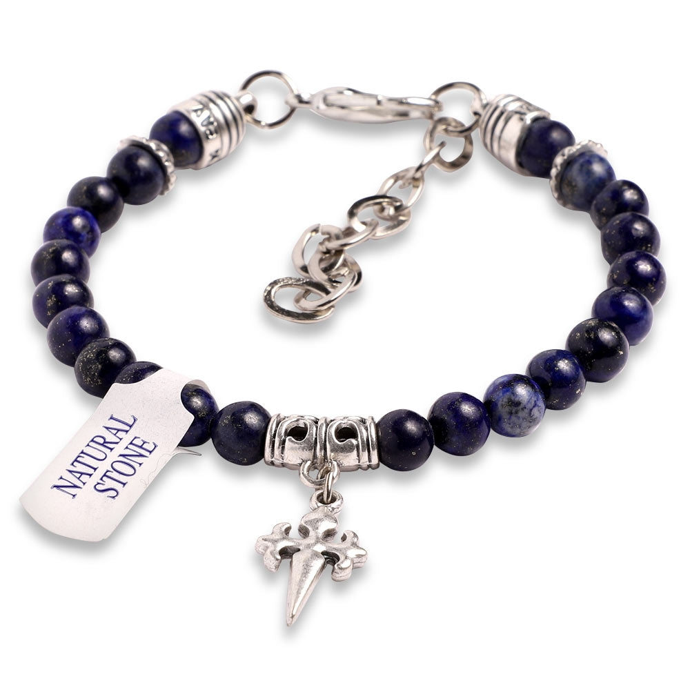 Rosary Bracelet Lapis Lazuli Beads St James Santiago Cross