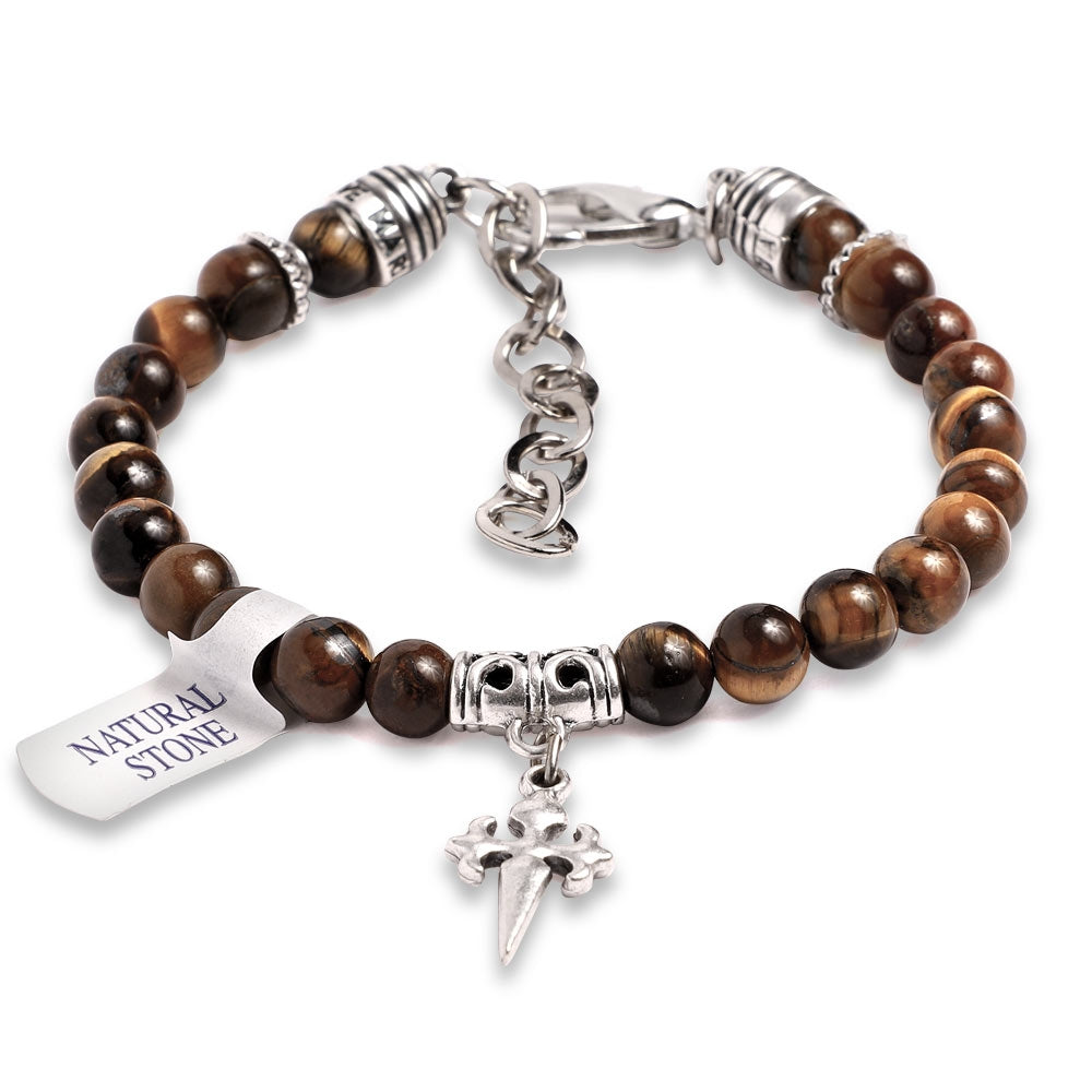 Rosary Bracelet Tiger Eye Beads St James Santiago Cross