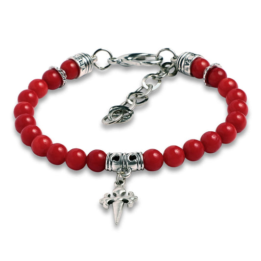 Rosary Bracelet Red Bamboo Coral Beads St James Santiago Cross