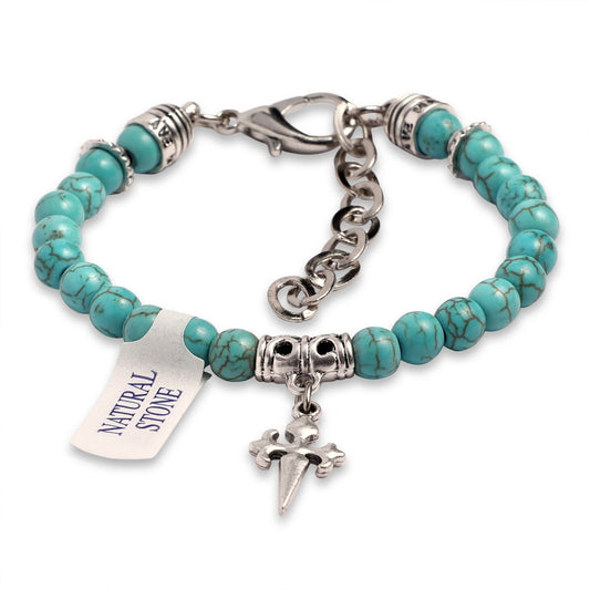 Rosary Bracelet Turquoise Magensite Beads St James Santiago Cross