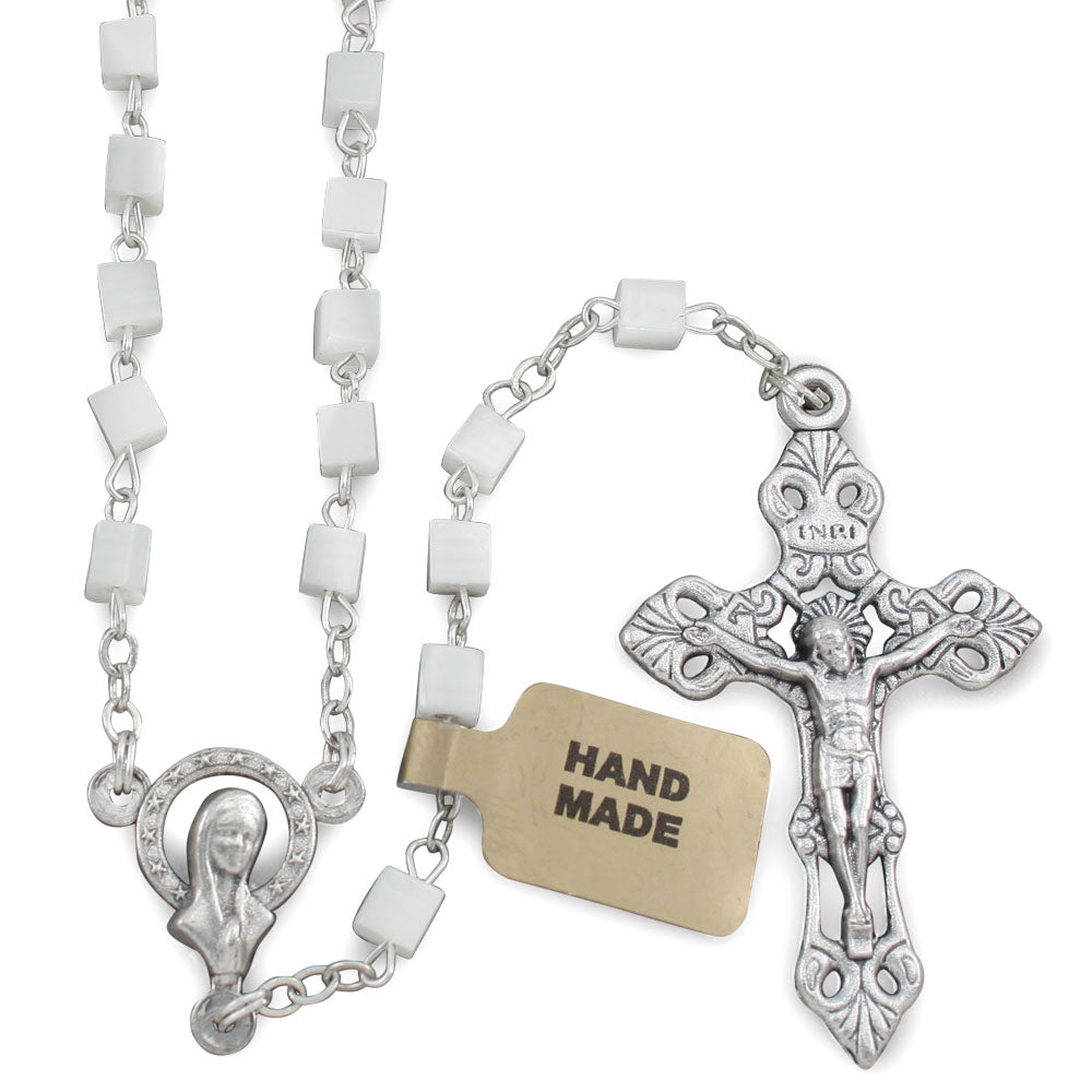 Square Bead Rosary Mother of Pearl