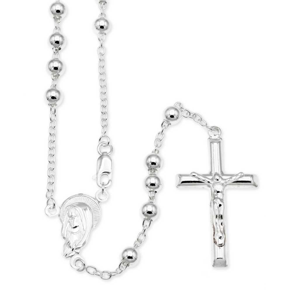 Sterling Silver Rosary Necklace