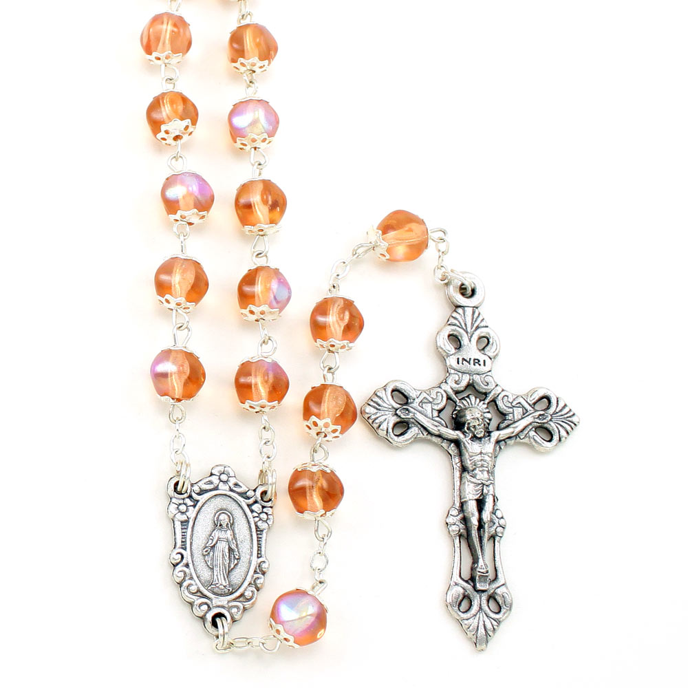 Miraculous Capped Beads Catholic Rosary