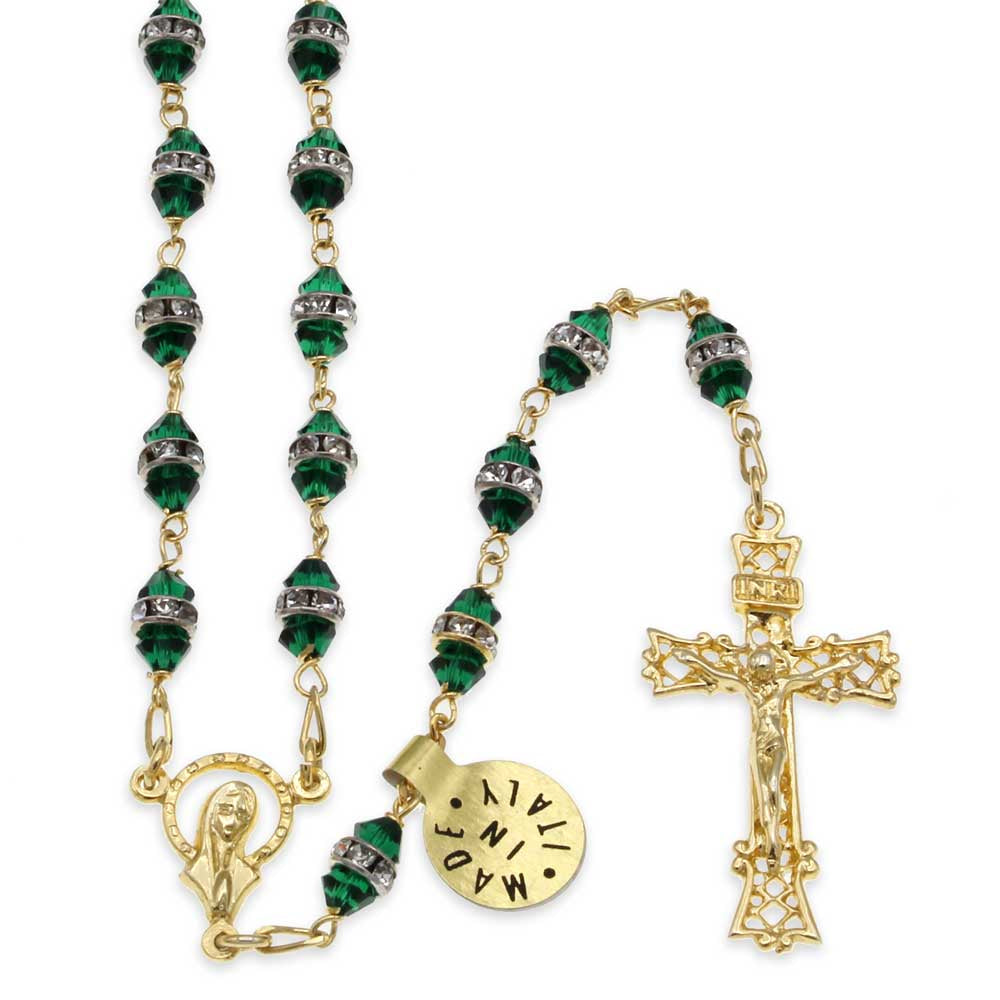 Swarovski Green Crystal Bead Rosary Rhinestone Rondelle