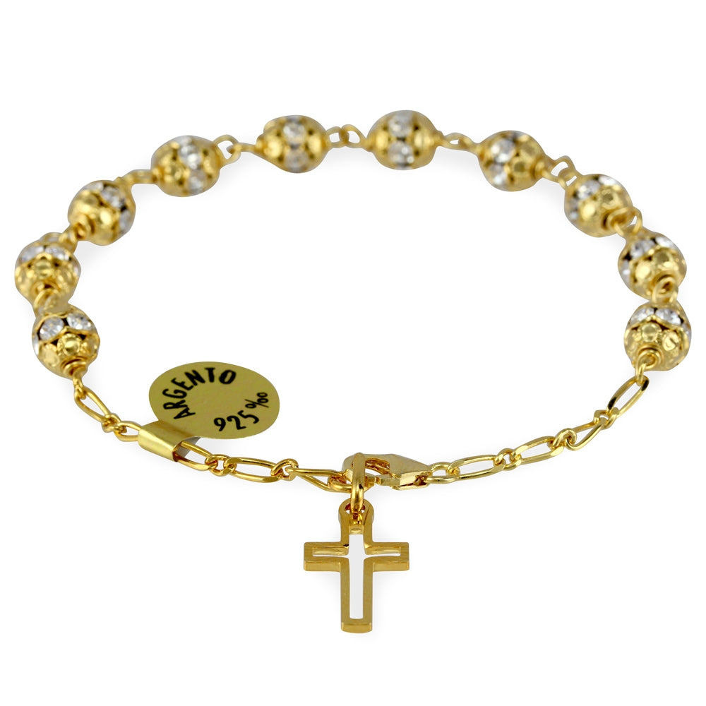 Swarovski Crystals Capped Beads Catholic Rosary Bracelet
