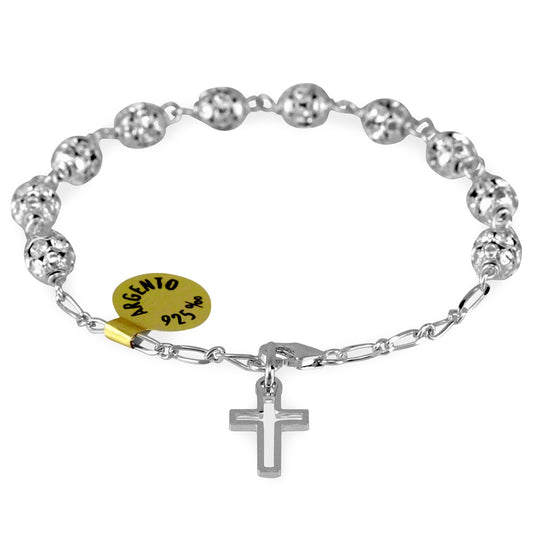 Catholic Swarovski Crystals Rosary Bracelet w/ Silver Capped Beads